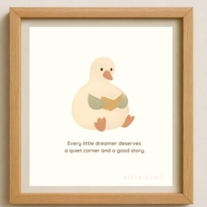Little Goose Reading Book — Nursery Wall Art Printable