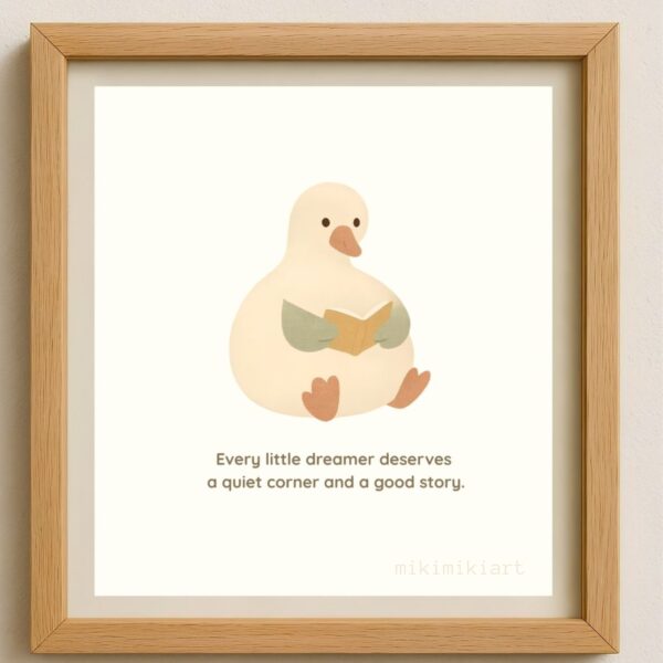 Little Goose Reading Book — Nursery Wall Art Printable