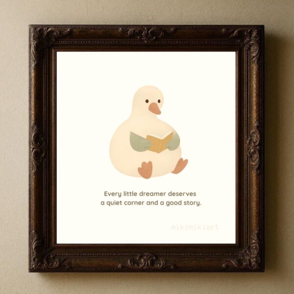 Little Goose Reading Book — Nursery Wall Art Printable