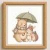 Bear Bunny Hedgehog Rainy Day Nursery Print