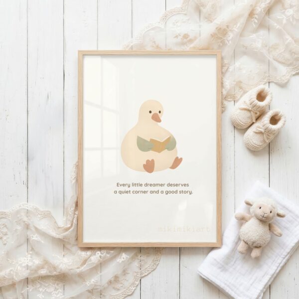 Little Goose Reading Book — Nursery Wall Art Printable
