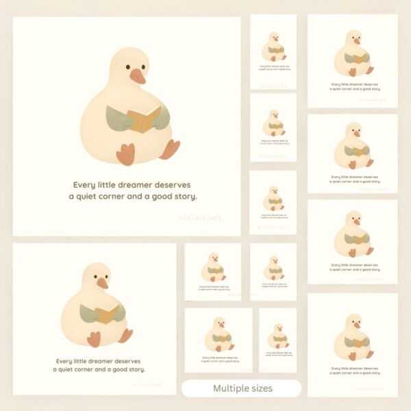 Little Goose Reading Book — Nursery Wall Art Printable